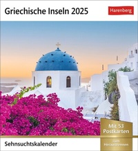 Abbildung von: Griechische Inseln Sehnsuchtskalender 2025 - Wochenkalender mit 53 Postkarten - Harenberg