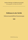 Cover: Editionen in der Kritik 12 - Weidler bei Frank & Timme
