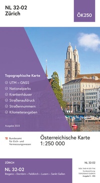 Abbildung von: BEV-Karte NL 32-02, Zürich 1:250 000 - Bundesamt für Eich- und Vermessungswesen Marketing und Vertrieb