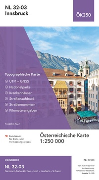 Abbildung von: BEV-Karte NL 32-03, Innsbruck 1:250 000 - Bundesamt für Eich- und Vermessungswesen Marketing und Vertrieb