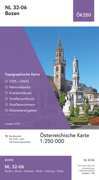 Abbildung von: BEV-Karte NL 32-06, Bozen 1:250 000 - Bundesamt für Eich- und Vermessungswesen Marketing und Vertrieb