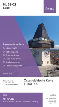 Abbildung von: BEV-Karte NL 33-02, Graz 1:250 000 - Bundesamt für Eich- und Vermessungswesen Marketing und Vertrieb