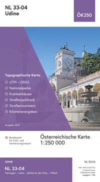 Abbildung von: BEV-Karte NL 33-04, Udine 1:250 000 - Bundesamt für Eich- und Vermessungswesen Marketing und Vertrieb