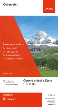 Abbildung von: BEV-Karte Österreich, 1:500 000 - Bundesamt für Eich- und Vermessungswesen Marketing und Vertrieb