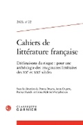 Cover: Cahiers de Litterature Francaise 2023,22 - Classiques Garnier