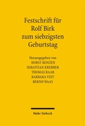 Cover: Festschrift f&uuml;r Rolf Birk zum siebzigsten Geburtstag - Mohr Siebeck