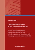 Cover: Lieferantenbewertung in der Automobilindustrie - Kovac, Dr. Verlag