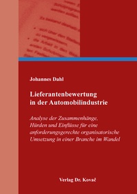Abbildung von: Lieferantenbewertung in der Automobilindustrie - Kovac, Dr. Verlag