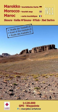 Abbildung von: N11: Skoura - Kelâa M'Gouna - N'Kob - Jbel Sarhro + Straße der Kasbahs II 1:120.000 + GPS-Waypoints - Huber Kartographie