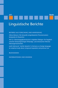 Abbildung von: Linguistische Berichte Heft 277 - Buske, H