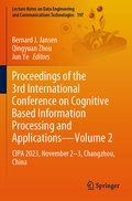 Cover: Proceedings of the 3rd International Conference on Cognitive Based Information Processing and Applications-Volume 2 - Springer