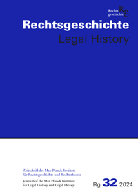 Abbildung von: Rechtsgeschichte Legal History (RG). Zeitschrift des Max Planck-Insituts für Rechtsgeschichte und Rechtstheorie/Rechtsgeschichte Legal History - Vittorio Klostermann Verlag