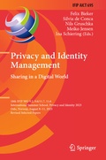 Cover: Privacy and Identity Management. Sharing in a Digital World - Springer