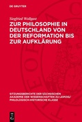 Cover: Zur Philosophie in Deutschland von der Reformation bis zur Aufkl&auml;rung - De Gruyter