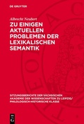 Cover: Zu einigen aktuellen Problemen der lexikalischen Semantik - De Gruyter