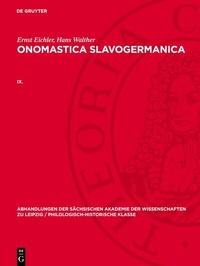 Abbildung von: Onomastica Slavogermanica. IX. - De Gruyter