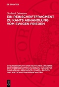 Cover: Ein Reinschriftfragment zu Kants Abhandlung vom ewigen Frieden - De Gruyter