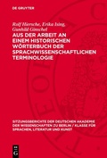 Cover: Aus der Arbeit an einem historischen W&ouml;rterbuch der sprachwissenschaftlichen Terminologie - De Gruyter