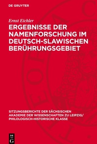 Abbildung von: Ergebnisse Der Namenforschung Im Deutsch-Slawischen Beruehrungsgebiet - De Gruyter