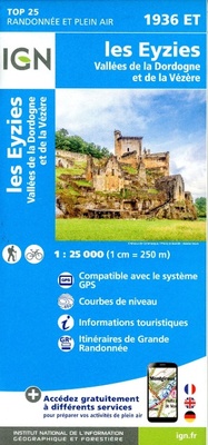 Abbildung von: Les Eyzies-de-Tayac-Sireuil/Vallees Dordogne&Vezere: 1936ET - Institut Geographique National