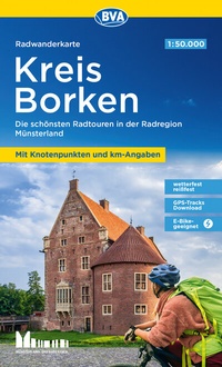 Abbildung von: Radwanderkarte BVA Kreis Borken mit Knotenpunkten und km-Angaben, 1:50.000, reiß- und wetterfest, GPS-Tracks Download, E-Bike-geeignet - BVA BikeMedia