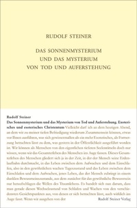 Abbildung von: Das Sonnenmysterium und das Mysterium von Tod und Auferstehung - Rudolf Steiner Verlag