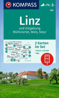 Abbildung von: KOMPASS Wanderkarten-Set 202 Linz und Umgebung, Mühlviertel, Wels, Steyr (2 Karten) 1:50.000 - KOMPASS-Karten