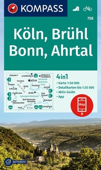 Abbildung von: KOMPASS Wanderkarte 758 Köln, Brühl, Bonn, Ahrtal 1:50.000 - KOMPASS-Karten
