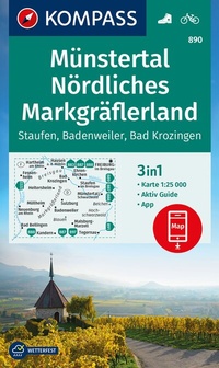 Abbildung von: KOMPASS Wanderkarte 890 Münstertal, Nördliches Markgräflerland, Staufen, Badenweiler, Bad Krozingen 1:25.000 - KOMPASS-Karten