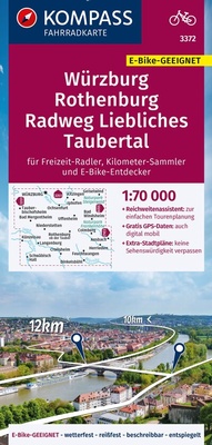 Abbildung von: KOMPASS Fahrradkarte 3372 Würzburg, Rothenburg, Radweg Liebliches Taubertal 1:70.000 - KOMPASS-Karten