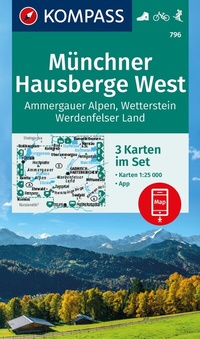 Abbildung von: KOMPASS Wanderkarten-Set 796 Münchner Hausberge West, Ammergauer Alpen, Wetterstein, Werdenfelser Land (3 Karten) 1:25.000 - KOMPASS-Karten