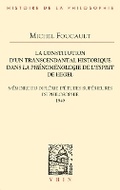 Cover: La Constitution d'Un Transcendantal Historique Dans La Phenomenologie de l'Esprit de Hegel - Librarie Philosophique J. Vrin