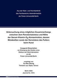 Abbildung von: Untersuchung eines möglichen Zusammenhangs zwischen dem Parodontalstatus und Höhe der Serum-Vitamin-D3-Konzentration, dessen Metaboliten sowie der Konsistenz des Futters beim Hund - Mensch & Buch