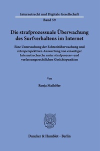 Abbildung von: Die strafprozessuale Überwachung des Surfverhaltens im Internet. - Duncker & Humblot