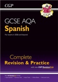 Cover: New GCSE Spanish AQA Complete Revision & Practice with CGP RevisionHub (for exams from 2026) - Coordination Group Publications Ltd (CGP)