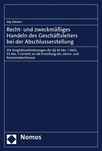 Bild vergrößern Bild: Recht- und zweckmäßiges Handeln des Geschäftsleiters bei der Abschlusserstellung - Nomos