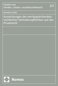 Abbildung von: Auswirkungen der wertpapierhandelsrechtlichen Verhaltenspflichten auf das Privatrecht - Nomos