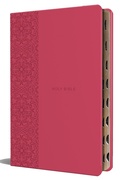 Cover: KJV Holy Bible, Large Print Medium format, Fuchsia Faux Leather w/Ribbon Marker, Red Letter, thumb Index - Origin