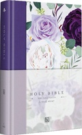 Cover: KJV Holy Bible, Large Print Medium Format, Purple Cloth Hardcover with Floral Design, Ribbon Marker, Red Letter - Origin
