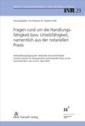 Abbildung von: Fragen rund um die Handlungsfähigkeit bzw. Urteilsfähigkeit, namentlich aus der notariellen Praxis - Stämpfli Verlag