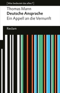 Cover: Deutsche Ansprache. Ein Appell an die Vernunft - Reclam