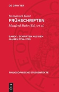 Cover: Schriften aus den Jahren 1754-1759 - De Gruyter
