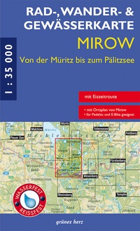 Abbildung von: Rad-, Wander- und Gewässerkarte Mirow - von der Müritz zum Pälitzsee mit Eiszeitroute - grünes herz