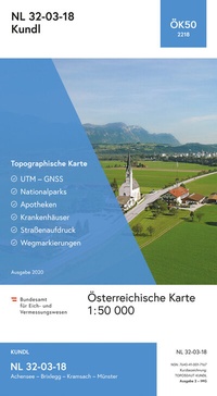 Abbildung von: BEV-Karte 2218, Kundl 1:50 000 - Bundesamt für Eich- und Vermessungswesen Marketing und Vertrieb
