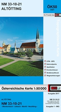 Abbildung von: BEV-Karte 3321, Altötting 1:50 000 - Bundesamt für Eich- und Vermessungswesen Marketing und Vertrieb