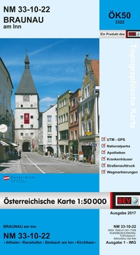 Abbildung von: BEV-Karte 3322, Braunau am Inn 1:50 000 - Bundesamt für Eich- und Vermessungswesen Marketing und Vertrieb