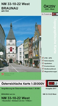 Abbildung von: BEV-Karte 3322-West, Braunau am Inn 1:25 000V - Bundesamt für Eich- und Vermessungswesen Marketing und Vertrieb
