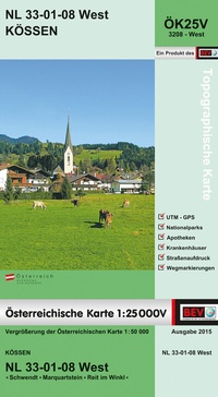 Abbildung von: BEV-Karte 3208-West, Kössen 1:25 000V - Bundesamt für Eich- und Vermessungswesen Marketing und Vertrieb