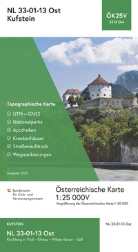 Abbildung von: BEV-Karte 3213-Ost, Kufstein 1:25 000V - Bundesamt für Eich- und Vermessungswesen Marketing und Vertrieb