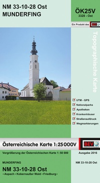 Abbildung von: BEV-Karte 3328-Ost, Munderfing 1:25 000V - Bundesamt für Eich- und Vermessungswesen Marketing und Vertrieb